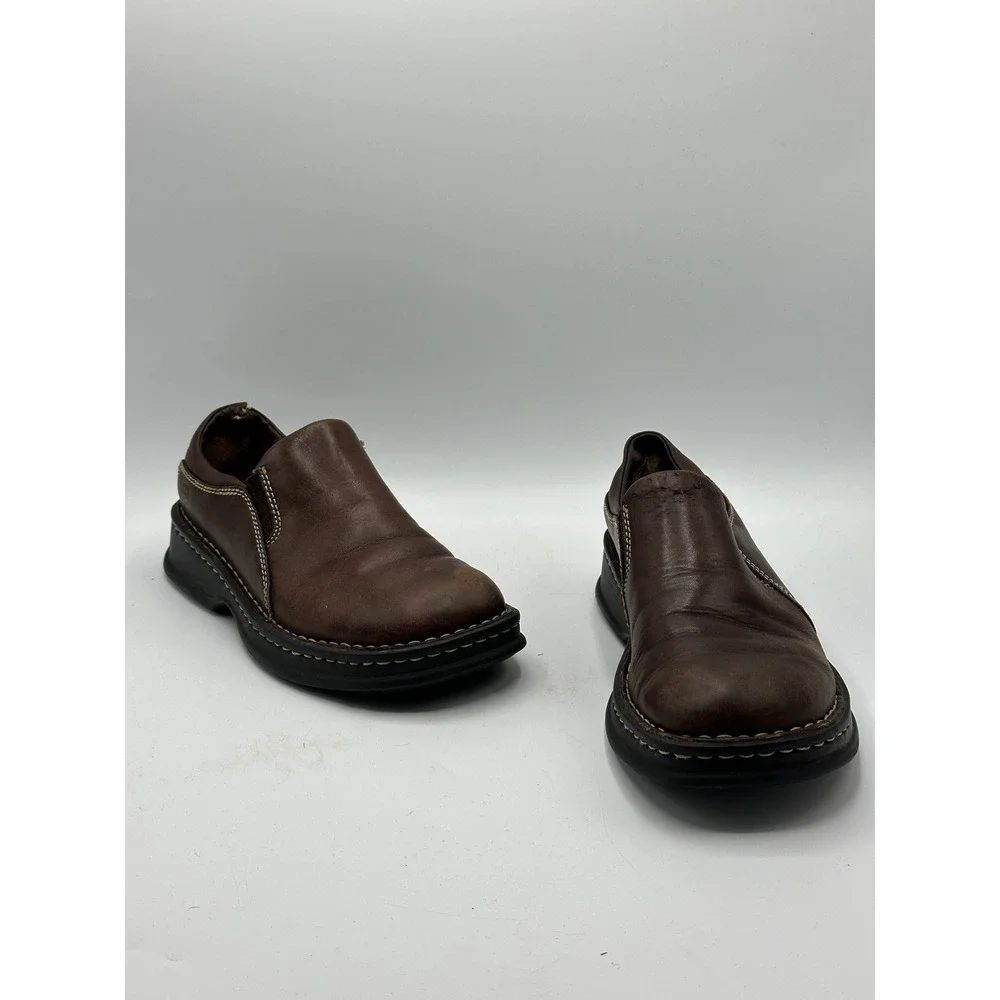 BORN Mens Brown Leather Slip On Loafers Casual Comfort Shoes Size 6.5 EU 37